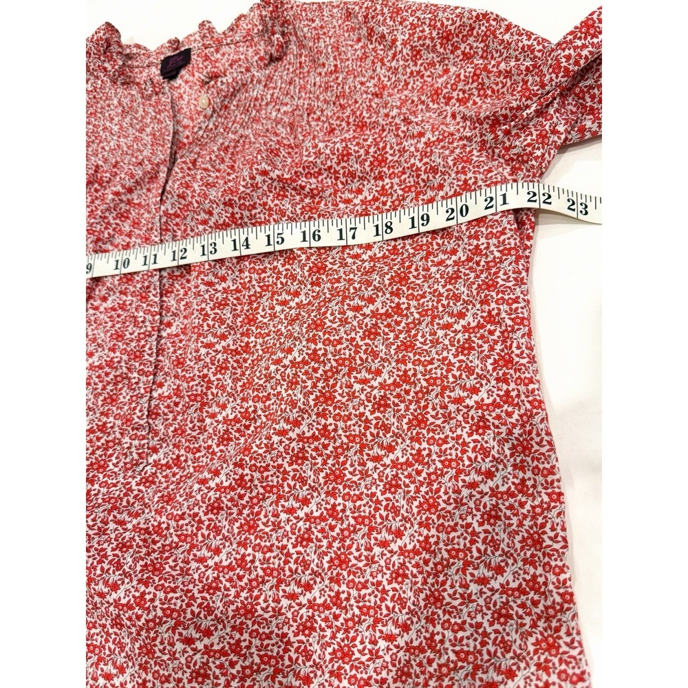 J.Crew Liberty Fabric Red Floral Cotton Blouse Ruffle Neck 10 Cottagecore - Picture 6 of 9